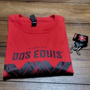 Dos Equis Red Unisex Tee (District) "XX" - Size Large & 36" Strap